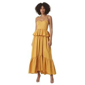 MISA Los Angeles Rosie Bustier Peplum-Waist Poplin Maxi Dress - Size M